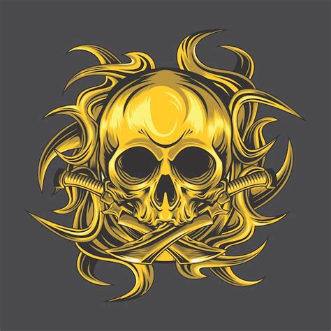 Premium Vector Golden Tribal Skull