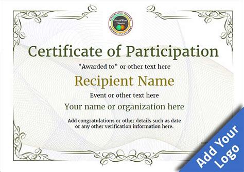 Certificate Of Participation Template Editable Free Download