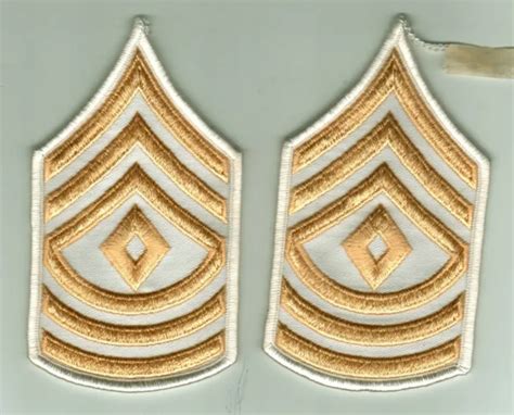 Army 1st Sergeant Rank Insignia Gold On White Pair New Male 800