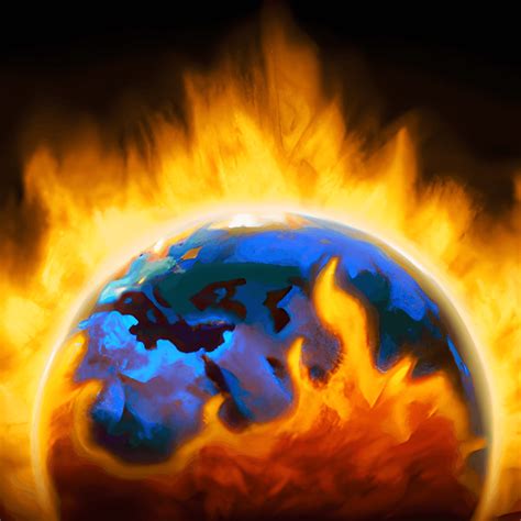 Planet Earth In Flame Painting · Creative Fabrica