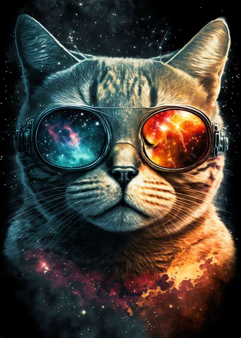 Galaxy Cat Poster Picture Metal Print Paint By Betusixart Displate