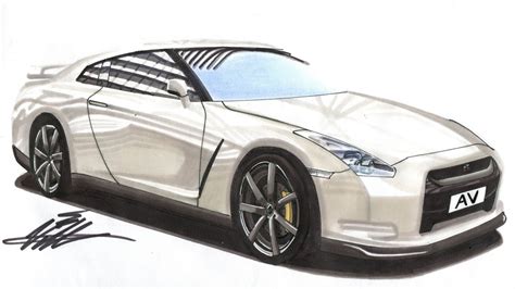 Bekijk meer ideeën over auto tekeningen, auto, pony car. Realistic Car Drawing - Nissan GTR - Time Lapse - YouTube