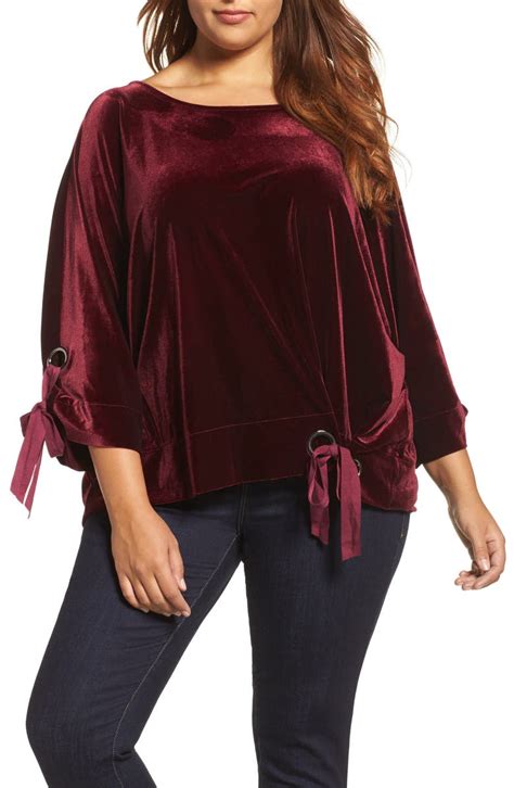 Elvi Grommet Detail Velvet Top Plus Size Nordstrom