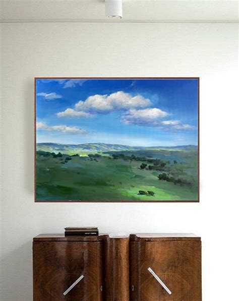 Original Sky Abstract Paintinggreen Landscape Paintingblue Etsy