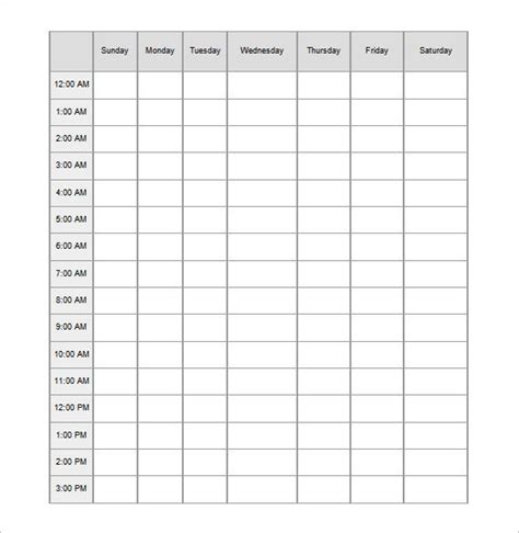 24 Hours Schedule Templates 16 Free Word Excel Pdf Format Download