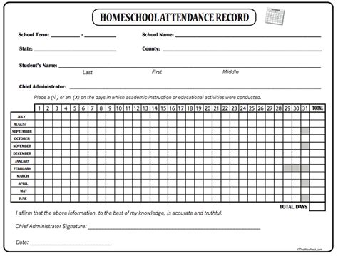 Free Printable Homeschool Attendance Sheet Drew Blue31