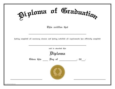 Diploma Of Graduation Certificate Template Download Fillable Pdf