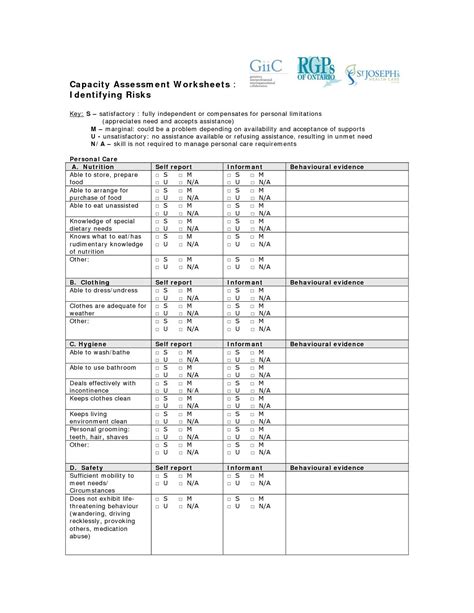 Printable Daily Living Skills Worksheets For Adults