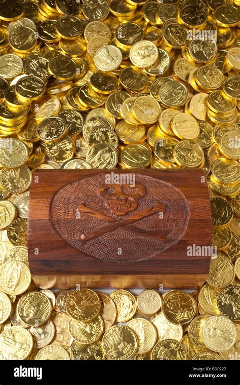 Treasure Chest Surrounded By Gold Coins Stock Photo Alamy