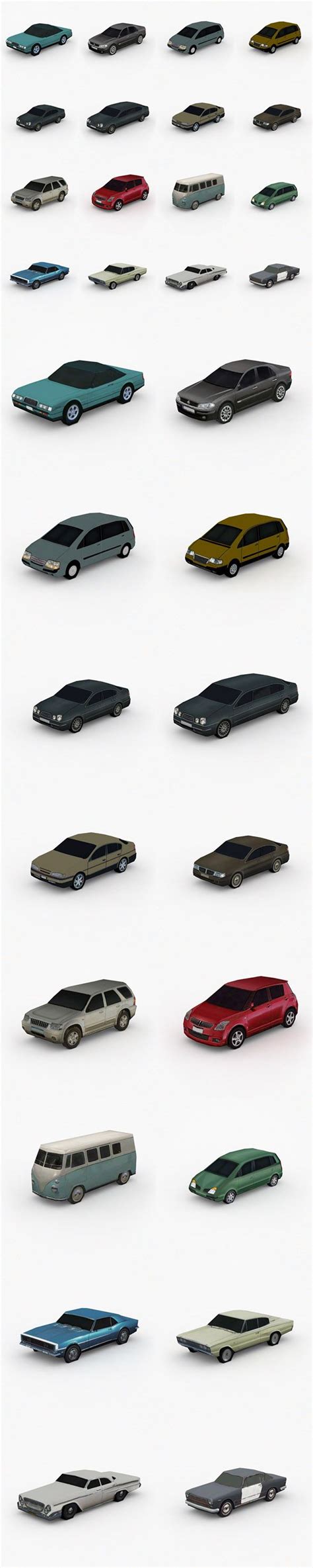 D Model Low Poly Cars Pack Vol