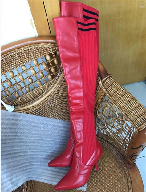 Fashion Wool Elastic Long Boots For Women Pointed Toe Sexy Thin High