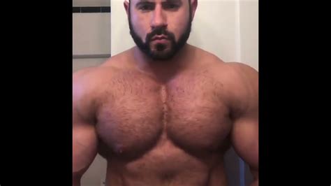Hairy Muscle Bodybuilder Bearded Bear Flexing Pecs And Posing 30