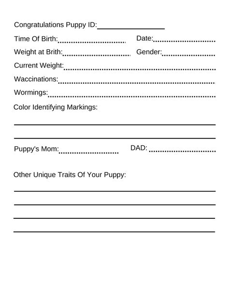 Printable Puppy Whelping Charts For Record Keeping Great For Etsy