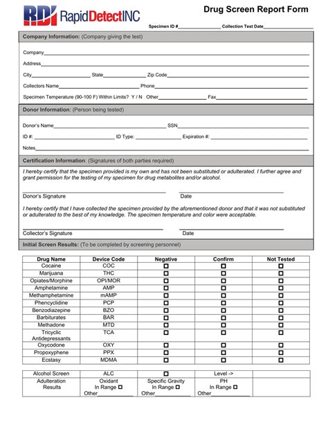 Negative Printable Drug Test Results Form Printable Word Searches