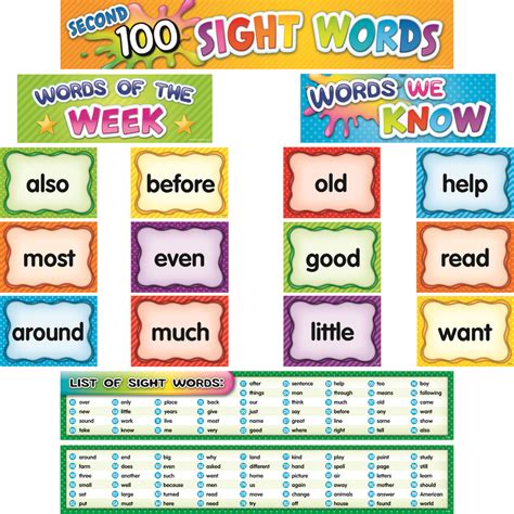 Second 100 Sight Words Pocket Chart Cards Kurtz Bros
