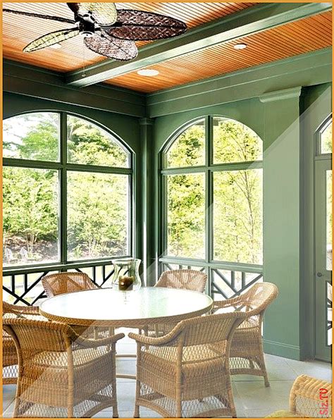 Stained Beadboard Ceiling Green Screened Porch With Beadboard Ceiling