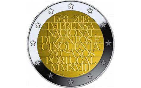 Portugal 2 Euro 2018 250th Anniversary National Printing Office