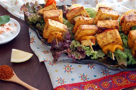 Tandoori Spiced Tofu On Greens With Grilling Vegetables — Arvindas