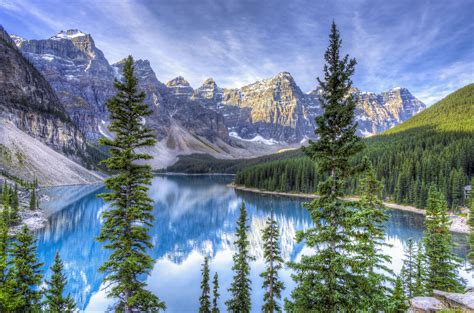 Download Wallpaper Moraine Lake Alberta Canada Hdr Hd Background