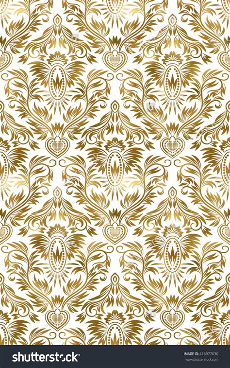 Golden White Vintage Seamless Pattern Gold Royal Classic Baroque