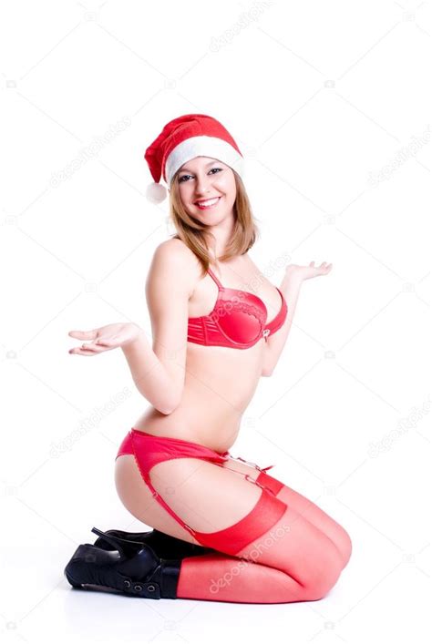 Isolated Sexy Santa Claus Woman Stock Photo Reflextions