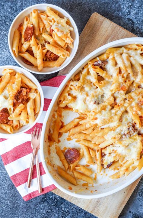 We like this with penne pasta, but you can use any pasta shape you like here. Macarrones con Chorizo (Spanish Pasta with Chorizo) - Tara ...