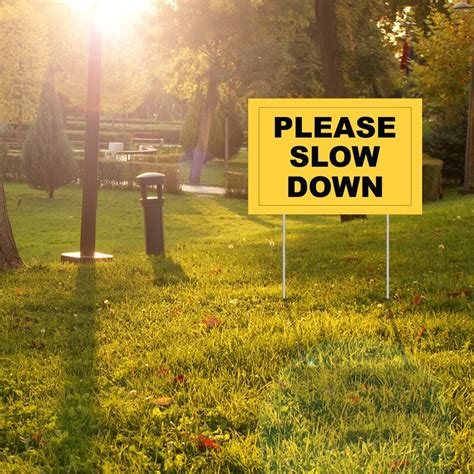 Please Slow Down Yard Sign With Metal Stakes Non Reflective Etsy