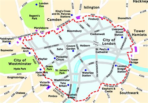 Map Of Congestion Charge Zone In Central London By Transport For London