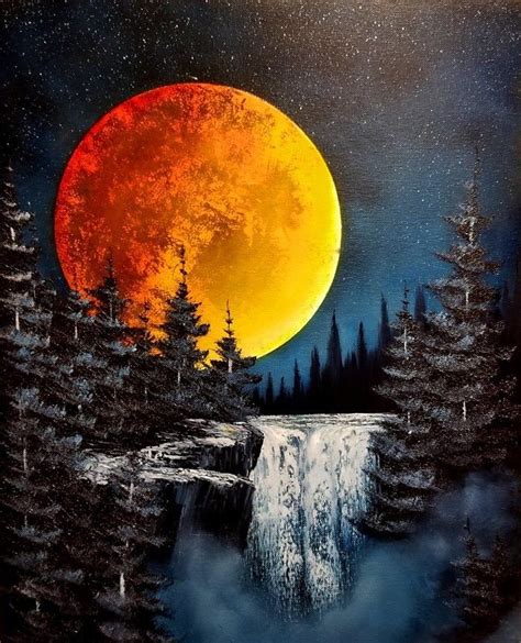 Landscape Art Painting Moon Painting Nature Art Painting Art