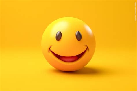 Premium Ai Image Cheerful Yellow Smiley Face With Black Eyes And A