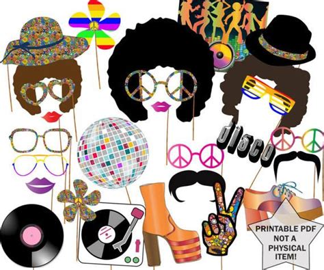 70s Party Photo Booth Props Disco Party Props Hippie Party Disco Fever