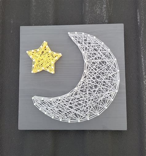 Moon String Art Star Decor Moon And Star Sign Nursery Etsy