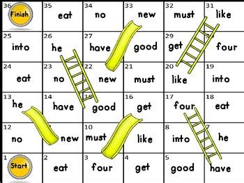 100 words kids need to read by 1st grade: Dolch Sight Word Slides and Ladders Games For Grade 1 by ...