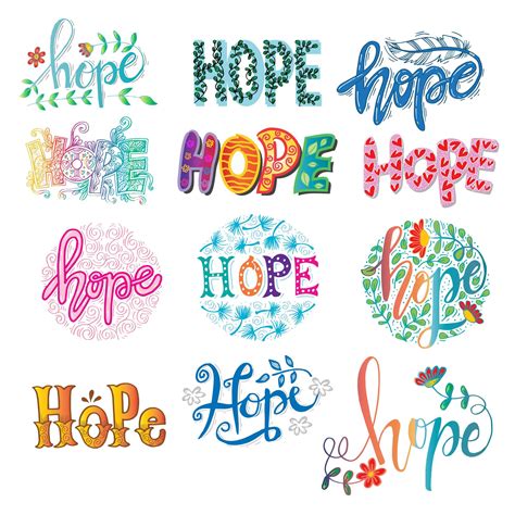 Set Of Hope Hand Lettering Calligraphy 692246 Vector Art At Vecteezy