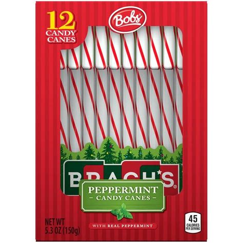 Brachs Bobs Red And White Mint Canes 12 Count Box 53 Oz