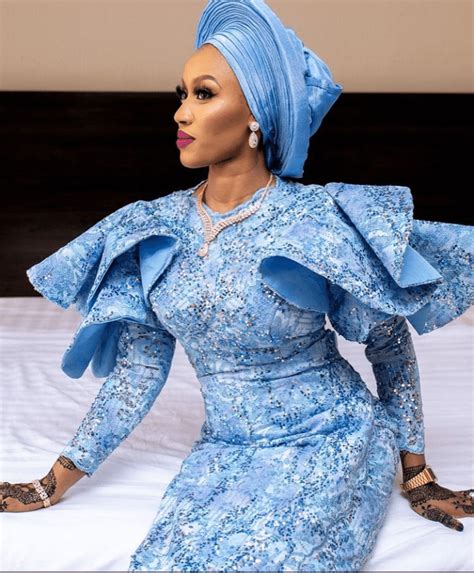 Gorgeous Sky Blue Colour Aso Ebi Styles For Owambe Parties Stylish