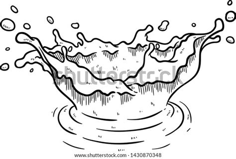 Black White Water Splash Hand Drawn Stock Vector Royalty Free