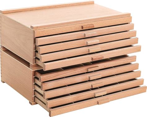 10 Drawer Wood Artist Supply Storage Pencil Brush Box Organizer Craft