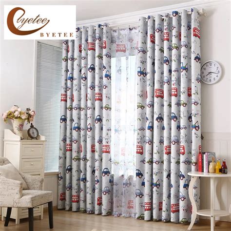 Byetee Cars Bedroom Blackout Kitchen Curtains For Children Living