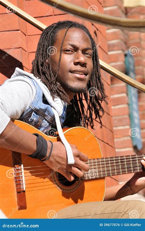 Young Black Man Playing Guitar Stock Photo Image Of Guitarist Black