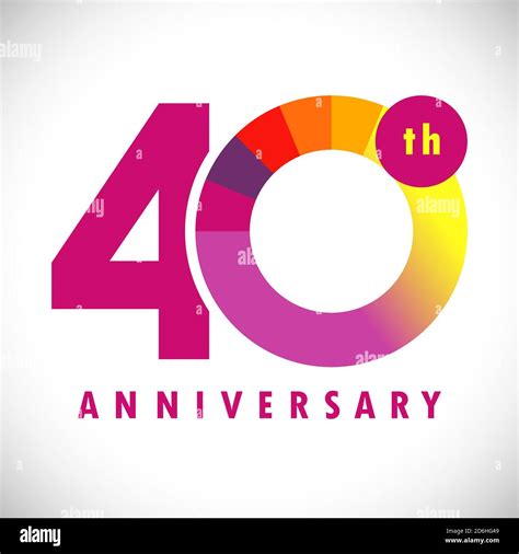 40 Th Anniversary Numbers 40 Years Old Coloured Congrats Cute