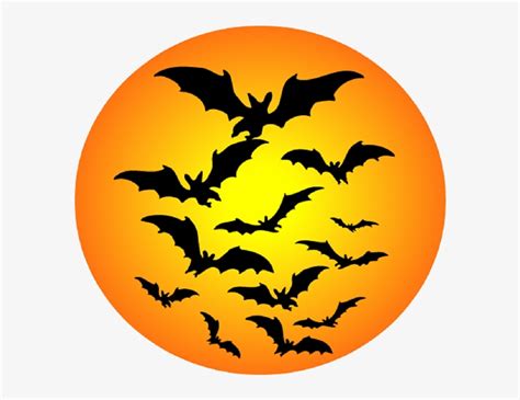 Moon With Bats Halloween Cartoon Clip Art Halloween Bat 600x600 Png