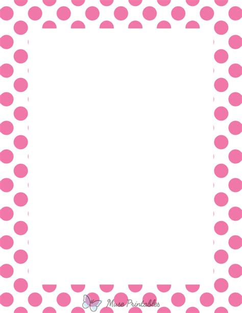 Printable Pink On White Polka Dot Page Border