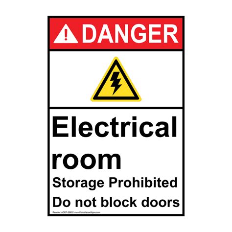 Portrait Ansi Electrical Room Storage Sign With Symbol Adep 28652