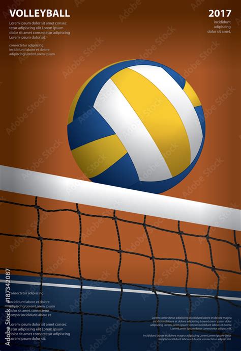 Volleyball Tournament Poster Template Design Vector Illustration Stock