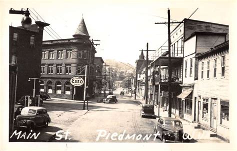 Piedmont West Virginia Main Street Esso Gas Station Real Photo Postcard