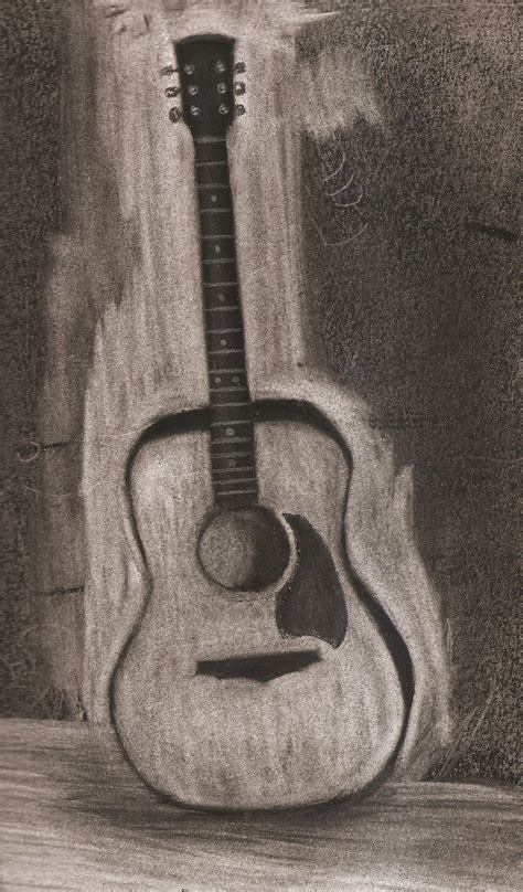 Guitar Drawing Charcoal Charcoal Drawing Charcole Drawings