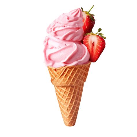 Sweet Strawberry Ice Cream Cone Png Ice Sweet Dessert Png