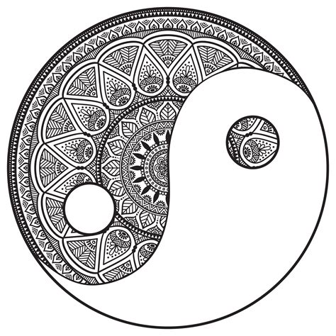 Yin And Yang Mandala Difficult Mandalas For Adults