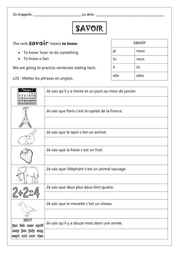 French Savoir Vs ConnaÎtre Worksheets Teaching Resources